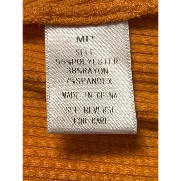 Heatherly Raina Ruffle Straps Knit Bodysuit Petite M Orange Stretch Feminine - Picture 6 of 7